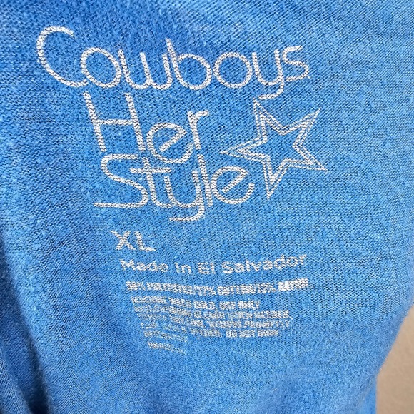 Dallas Cowboys Her Style V-Neck T-Shirt Blue XL NFL Football Womens - Picture 4 of 5